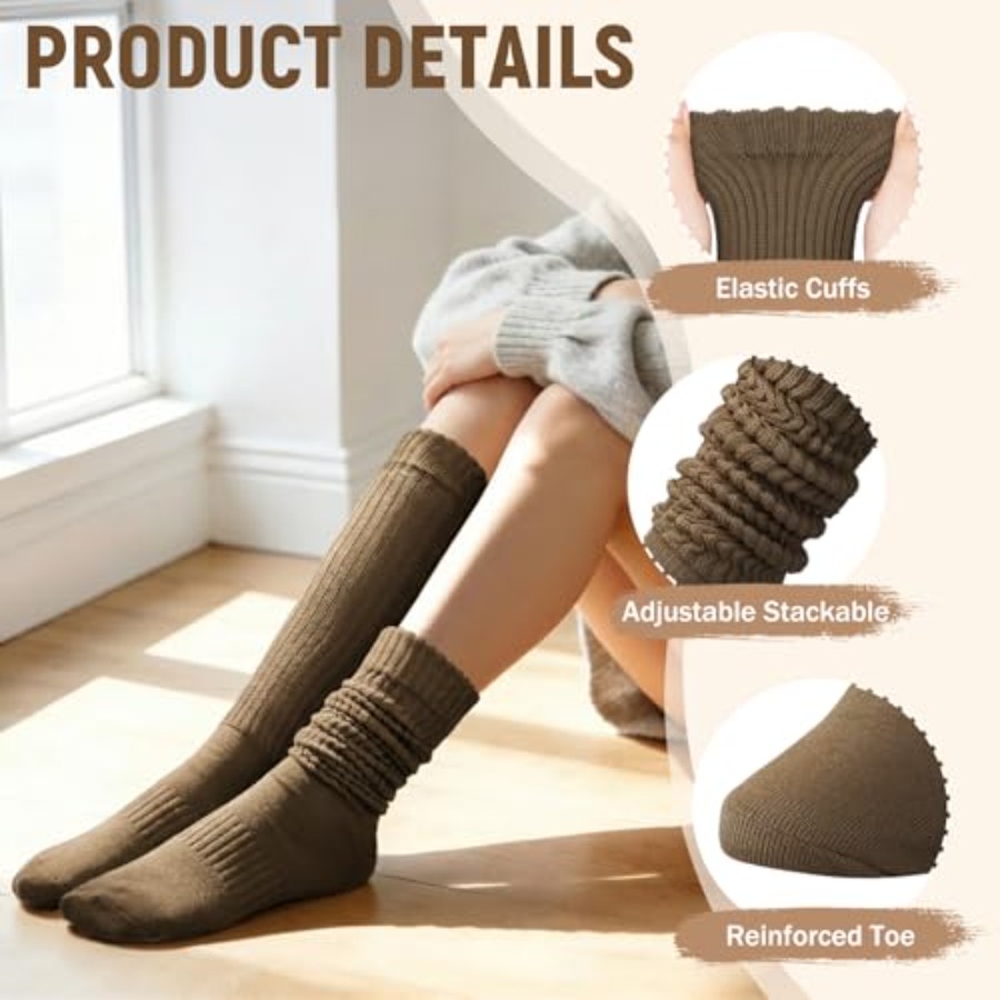 Chalier 5 Pairs Slouchy Socks  - Boot Sock Slouchy reseña y precio