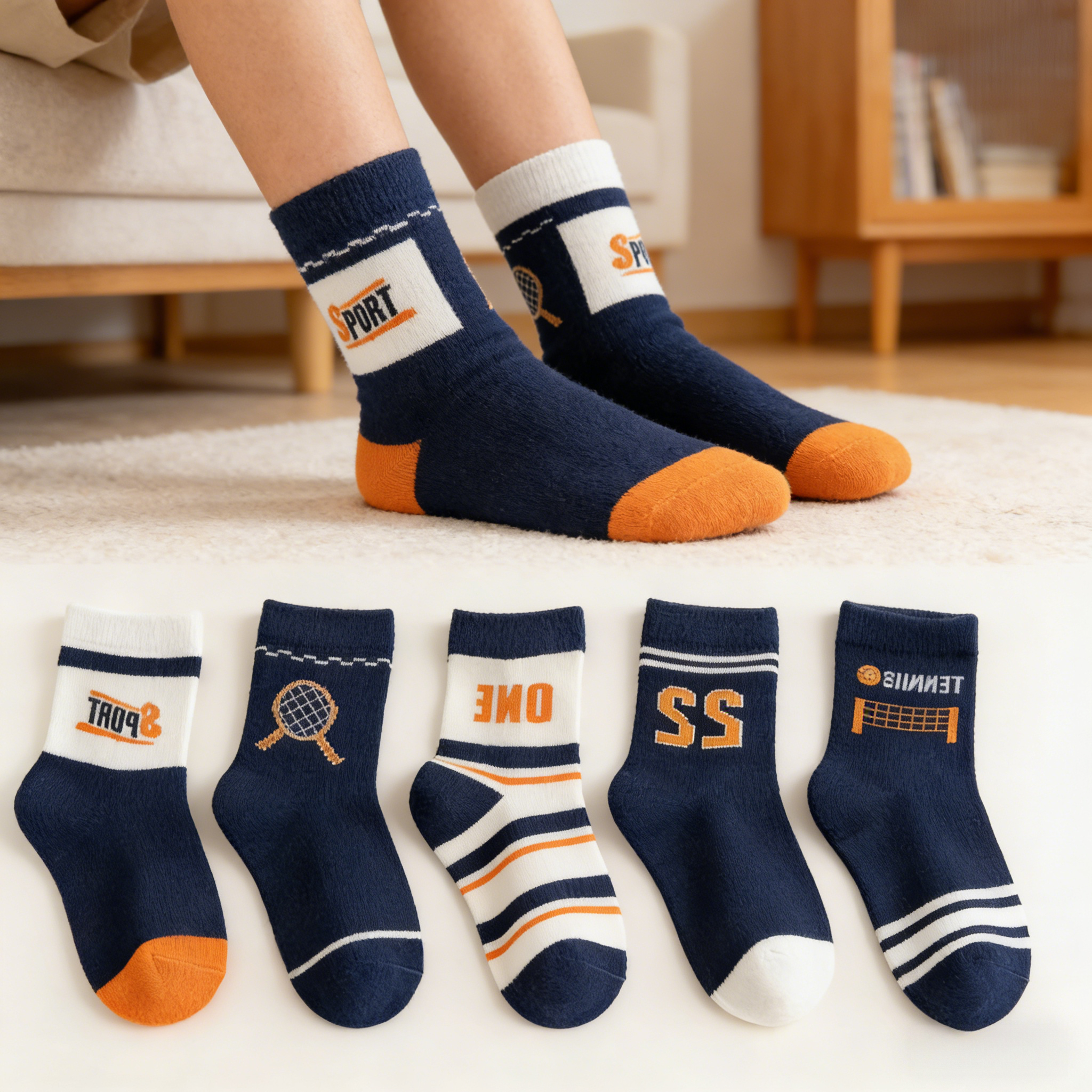 Children's Socks 5-Pack – Boys - Cotton Crew Sock Pack reseña y precio