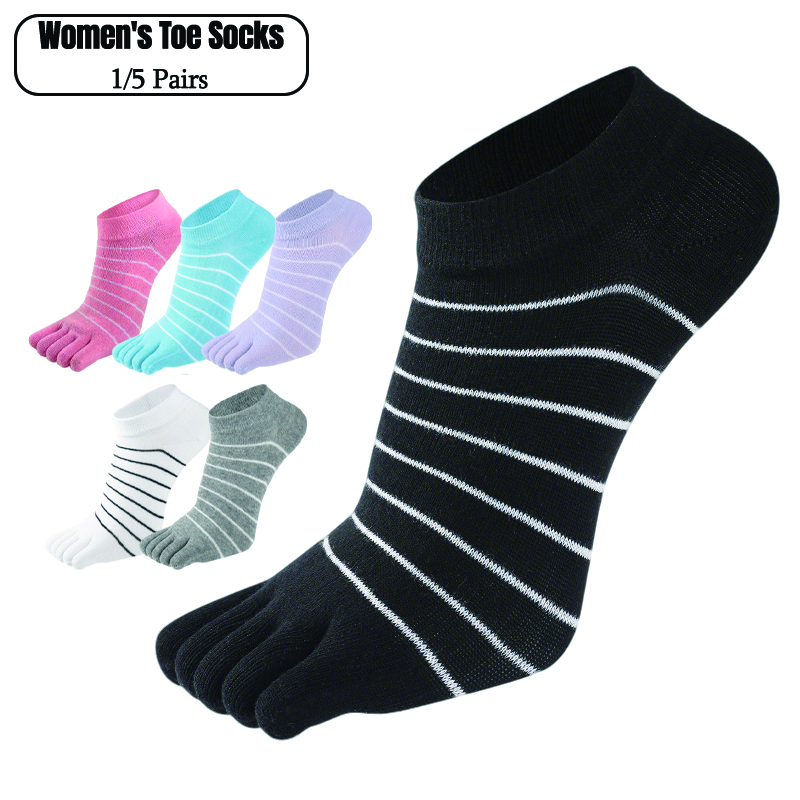 1/5 Pairs Women Striped Five T - Ankle Sock Low Cut reseña y precio