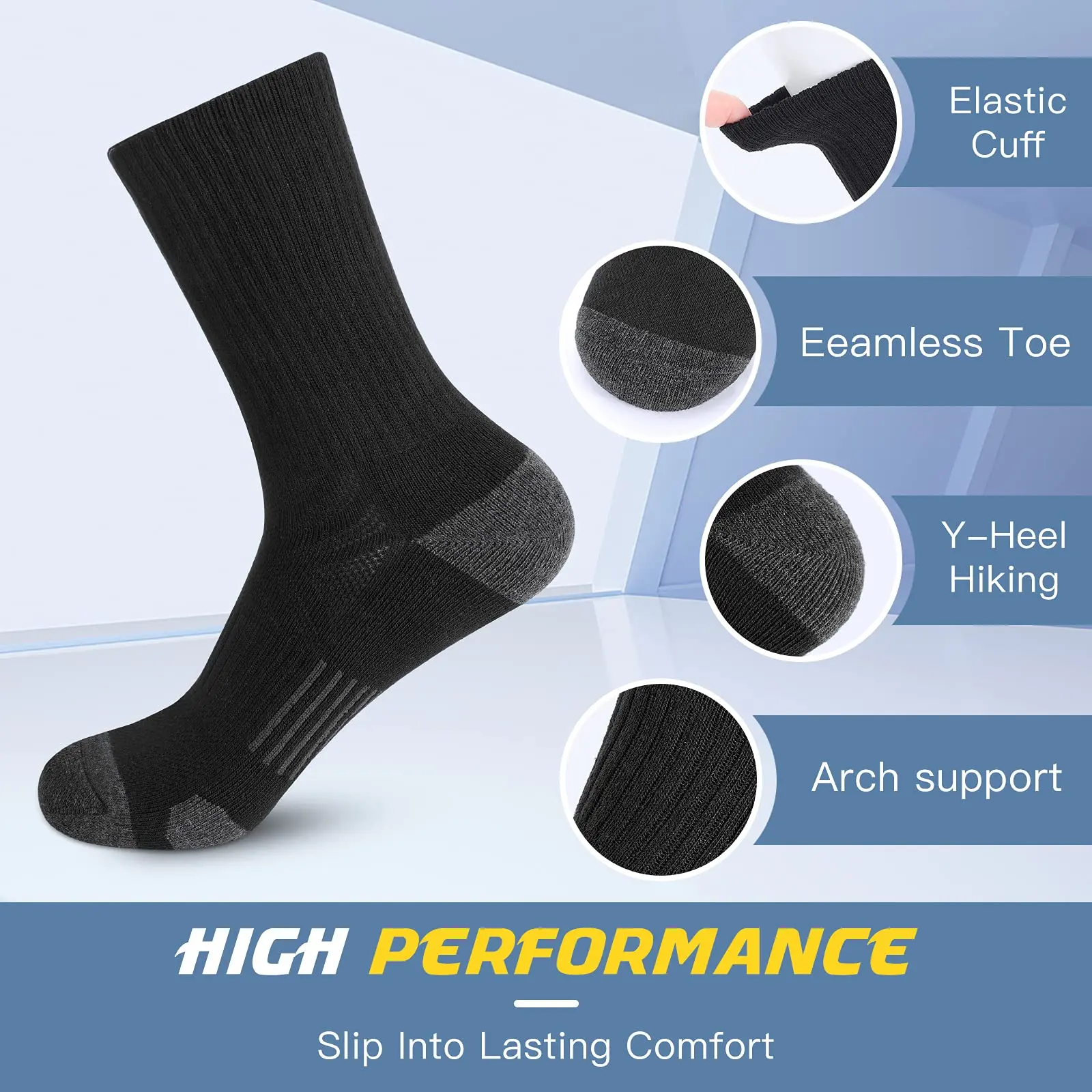6 Pairs Men's Cushioned Crew S - Cotton Crew Sock Pack reseña y precio