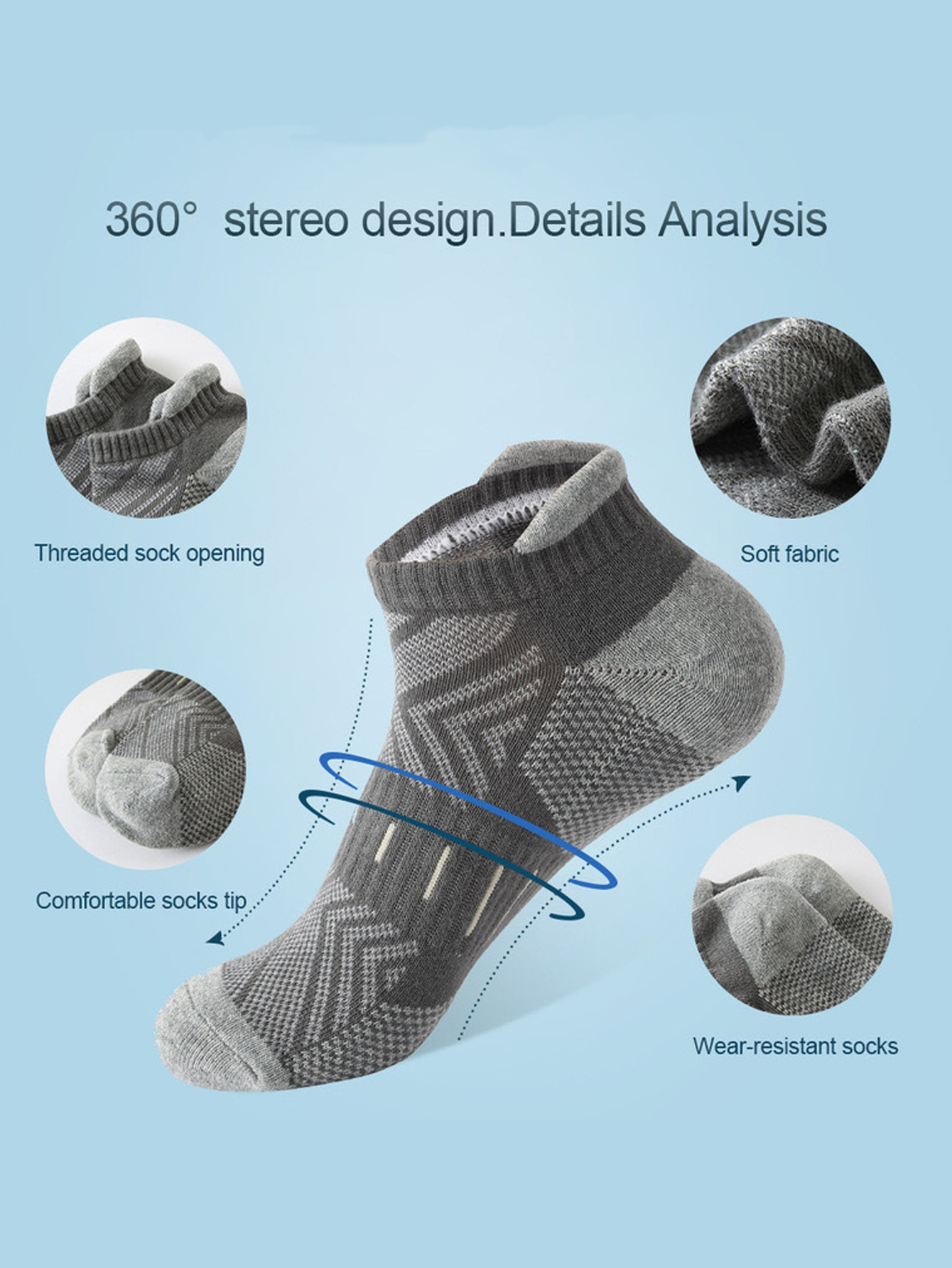 6Pairs Men's Arrow Print Ankle - Athletic Sock Cushion reseña y precio