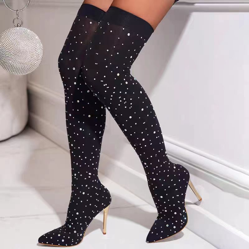 Rhinestone Slim Leg Stretch So - Knee High Sock Women reseña y precio