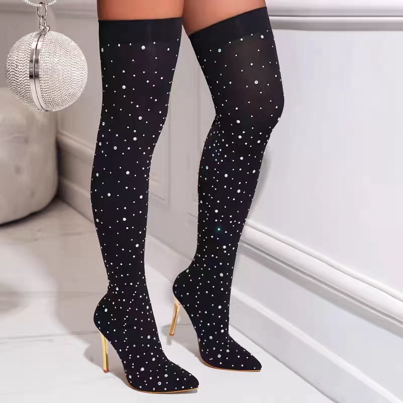 Rhinestone Slim Leg Stretch So - Knee High Sock Women reseña y precio