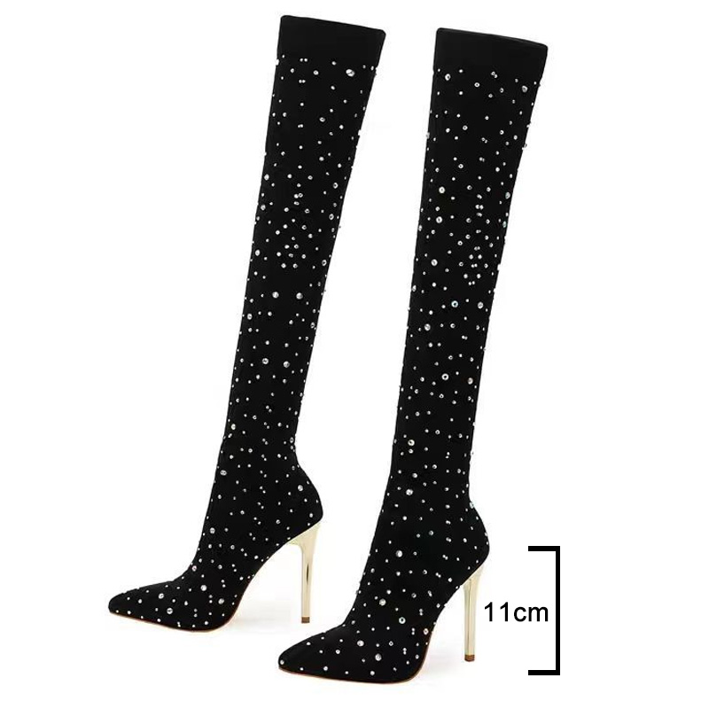 Rhinestone Slim Leg Stretch So - Knee High Sock Women reseña y precio