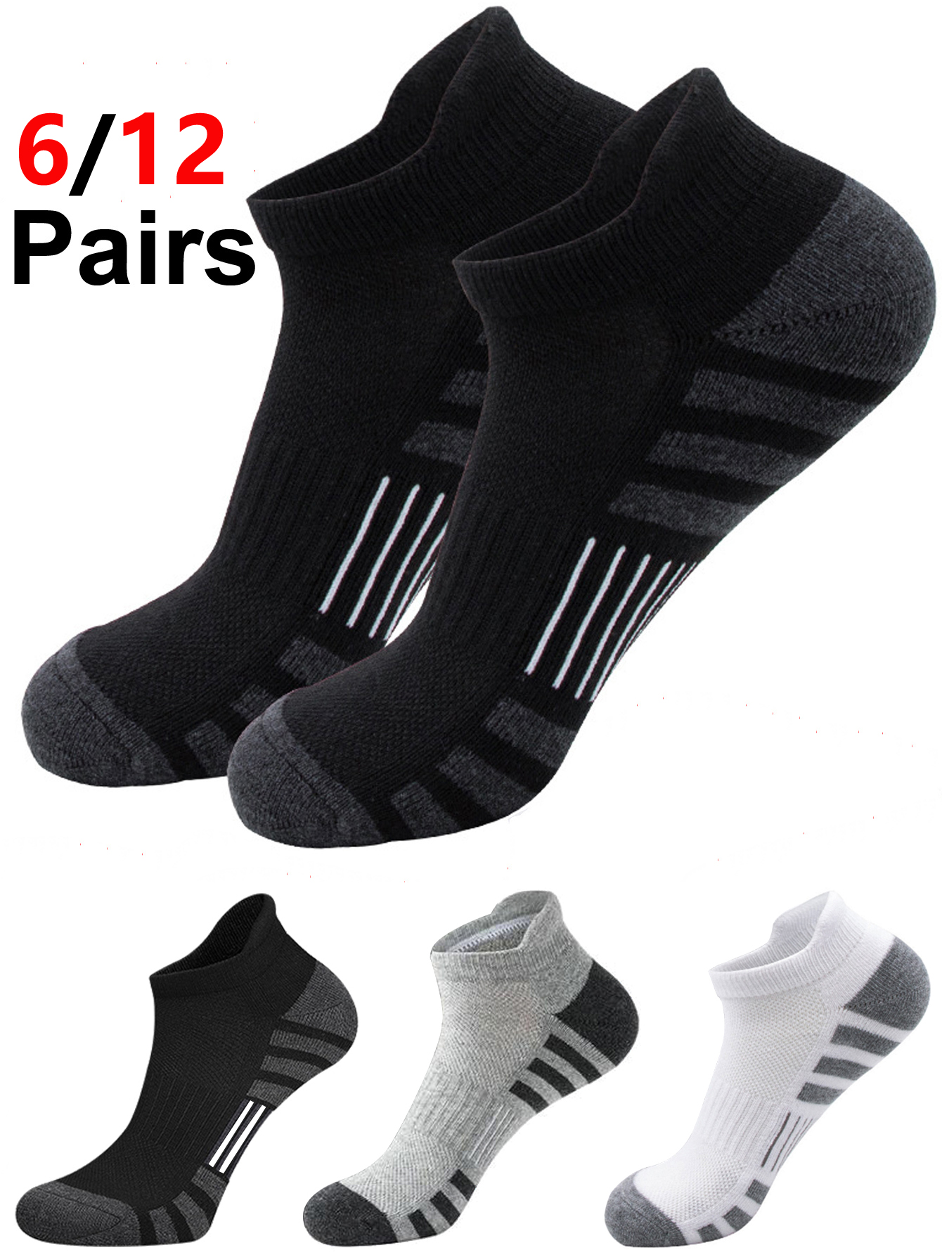 6/12 Pairs Cushioned Breathabl - Ankle Sock Low Cut reseña y precio