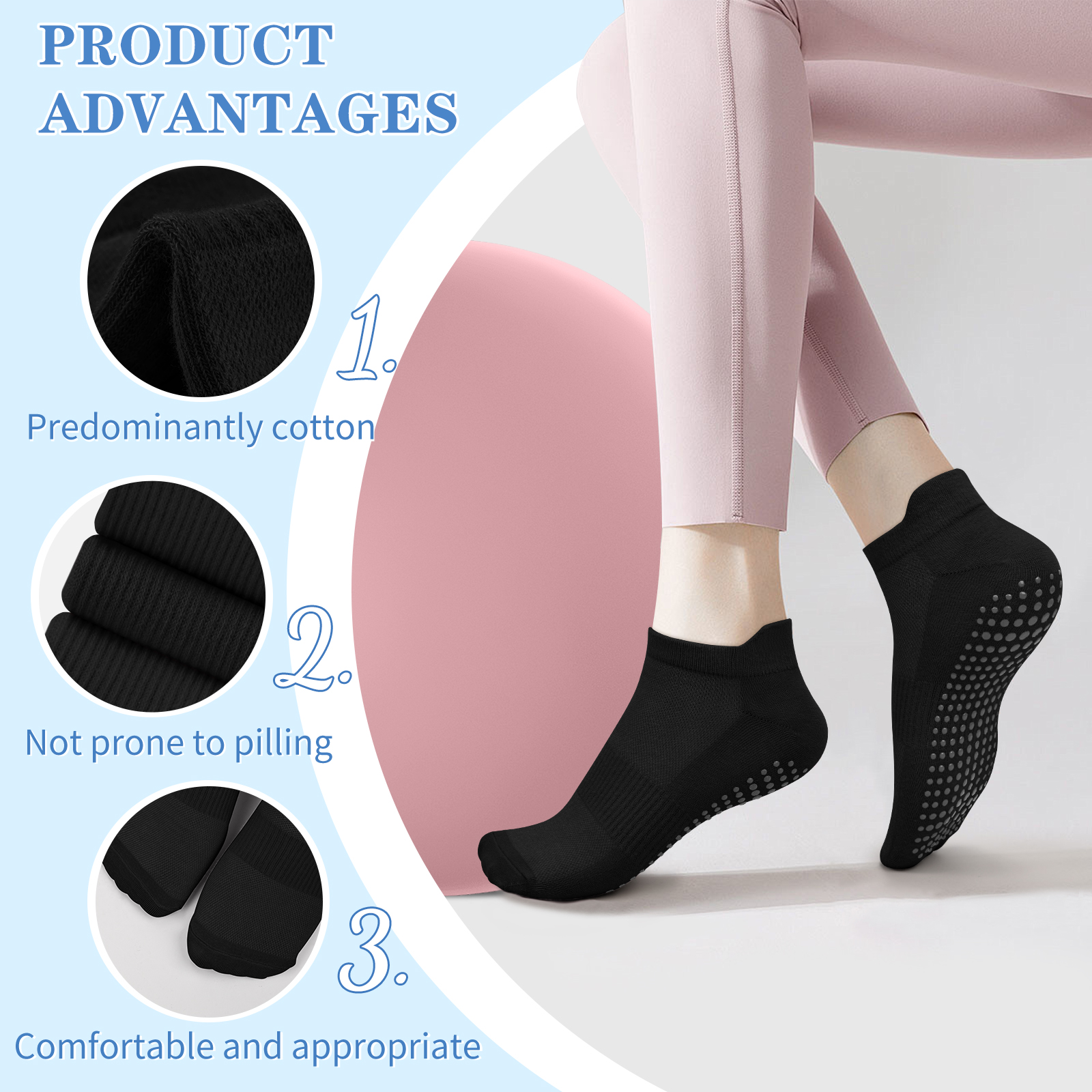 3 Pairs Yoga Socks Women Cotto - Grip Sock Yoga reseña y precio