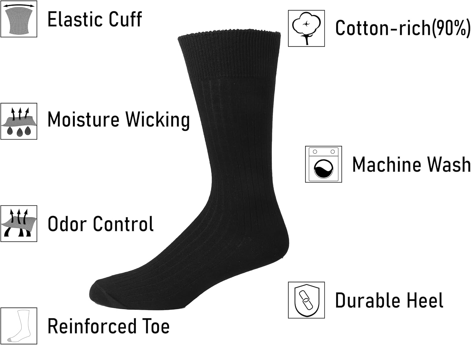 Men Dress Socks 5-Pack Plain R - Cotton Crew Sock Pack reseña y precio